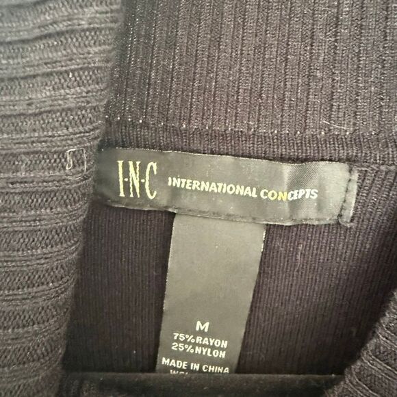 INC Women’s Medium Black Belted Turtleneck Sweater - Picture 2 of 4